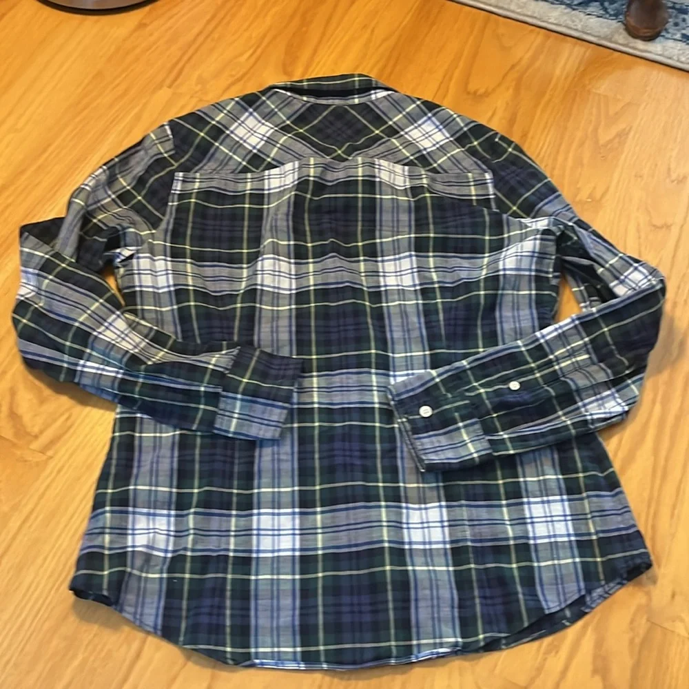 J. Crew perfect fit shirt size large dress Gordon plaid tartan style 03411